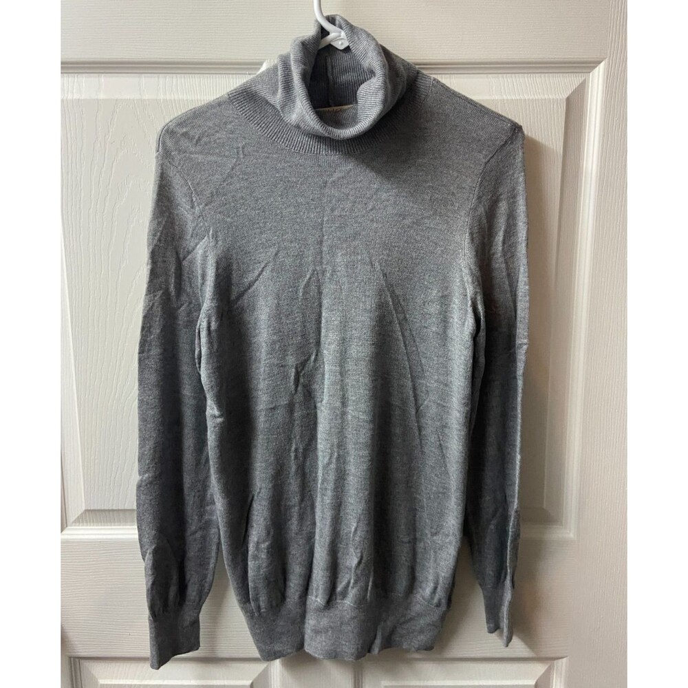 Faded Glory Turtle Neck Sweater Women Medium Grey Tight Knit Classic Nylon Blend